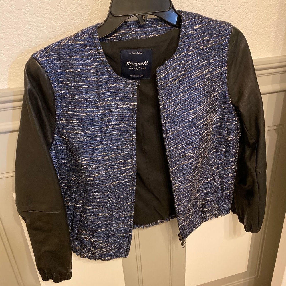 Madewell tweed and faux leather jacket